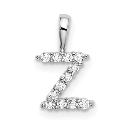 LGWP 14k White Gold 1/8 carat Lab Grown Diamond VS/SI+ G+ Complete Letter Z Intitial Pendant