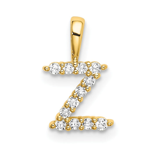 14k 1/8 carat Lab Grown Diamond VS/SI+ G+ Complete Letter Z Intitial Pendant