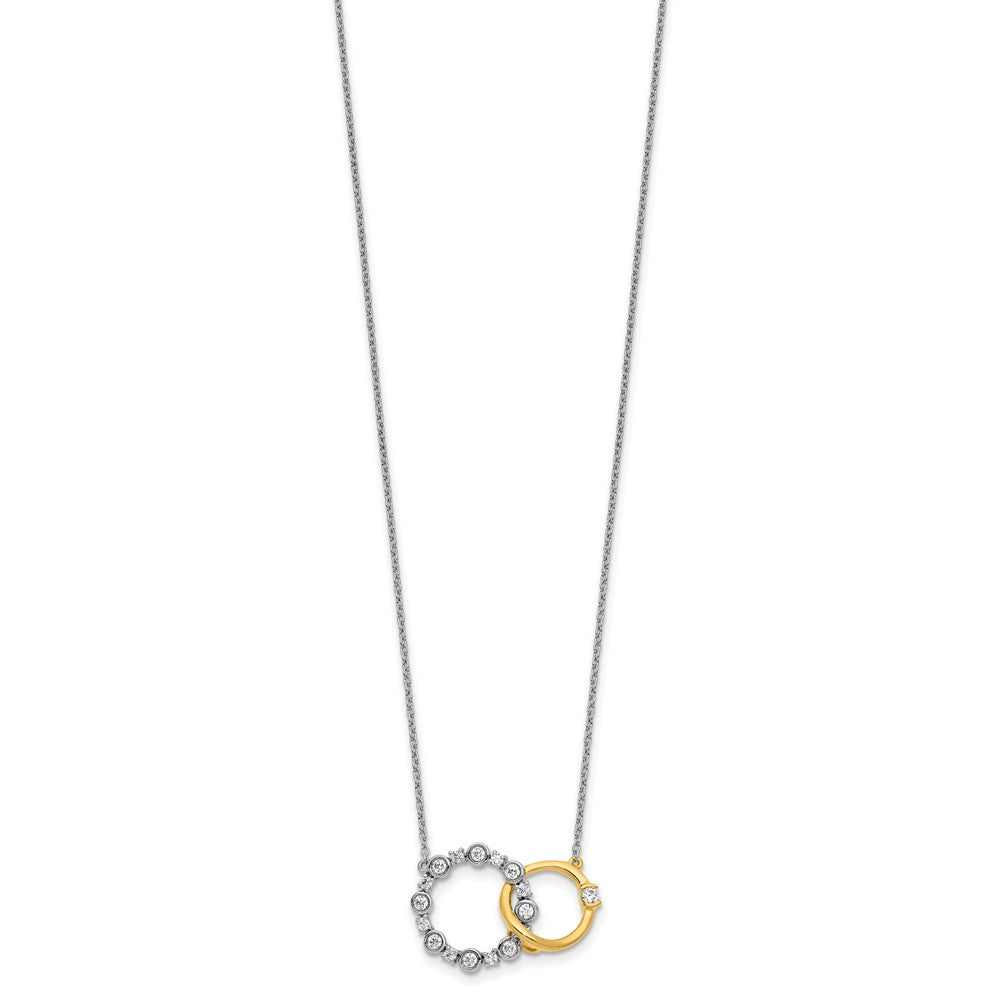 LGGN 14k Two-tone 3/8 carat Lab Grown Diamond VS/SI+ G+ Interlocking Circle 18 inch Necklace