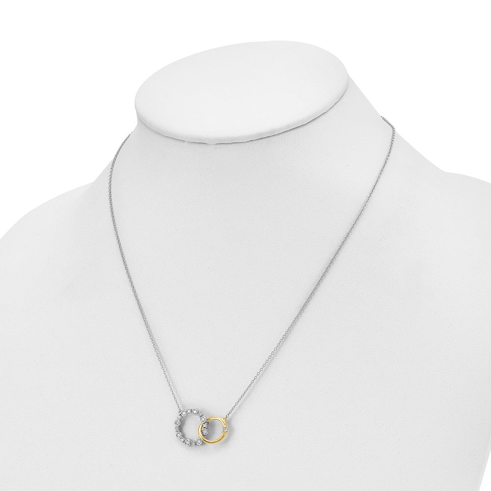 LGGN 14k Two-tone 3/8 carat Lab Grown Diamond VS/SI+ G+ Interlocking Circle 18 inch Necklace