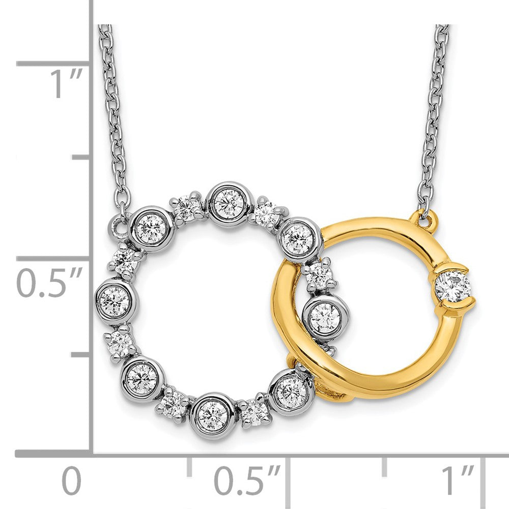 LGGN 14k Two-tone 3/8 carat Lab Grown Diamond VS/SI+ G+ Interlocking Circle 18 inch Necklace
