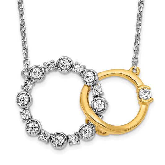 LGGN 14k Two-tone 3/8 carat Lab Grown Diamond VS/SI+ G+ Interlocking Circle 18 inch Necklace
