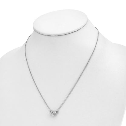 LGWN 14k White Gold 3/4 carat Lab Grown Diamond VS/SI+ G+ Round Complete 18 inch Three Stone Necklace