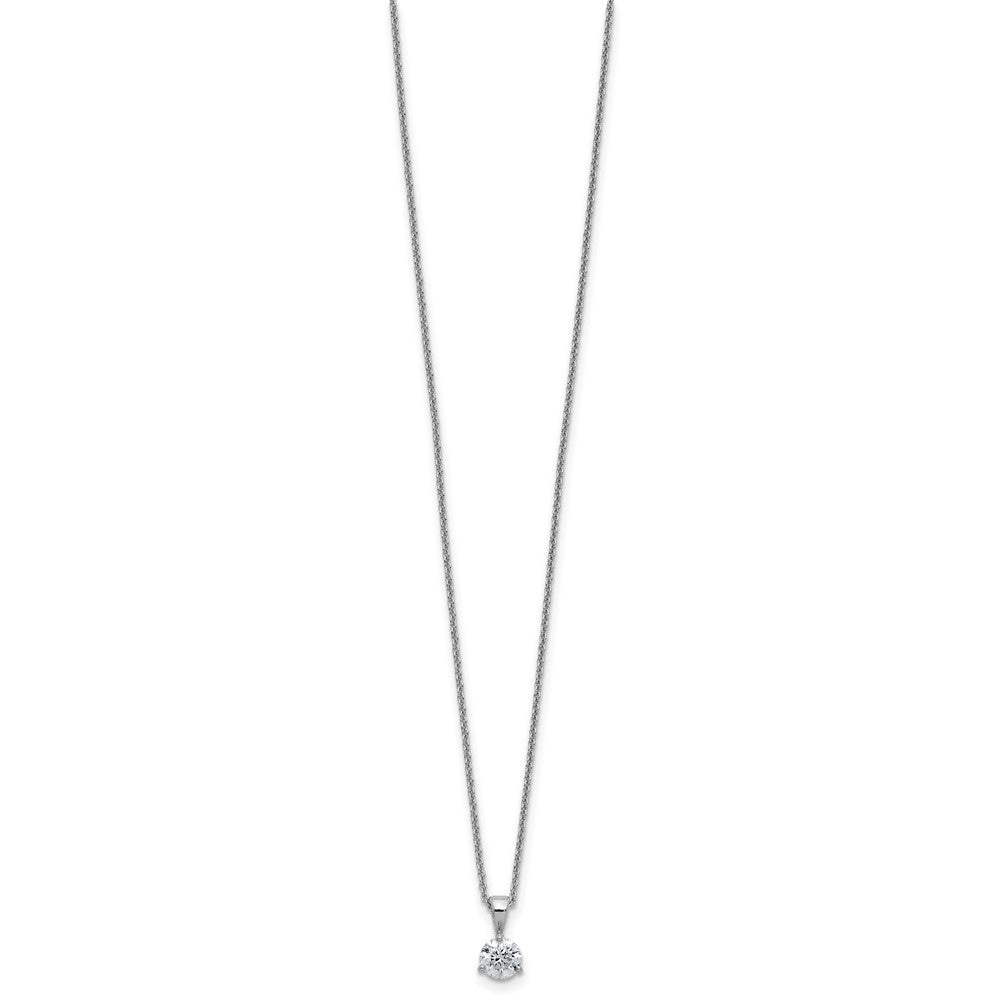 LGWN 14k White Gold 7/8 carat Lab Grown Diamond VS/SI+ G+ Three Prong Complete 18 inch Solitare Pendant Necklace
