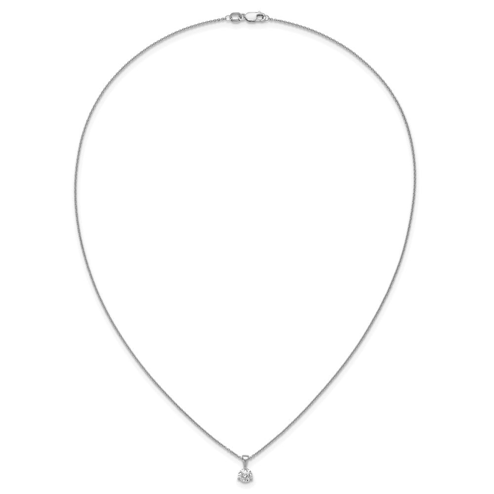 LGWN 14k White Gold 7/8 carat Lab Grown Diamond VS/SI+ G+ Three Prong Complete 18 inch Solitare Pendant Necklace