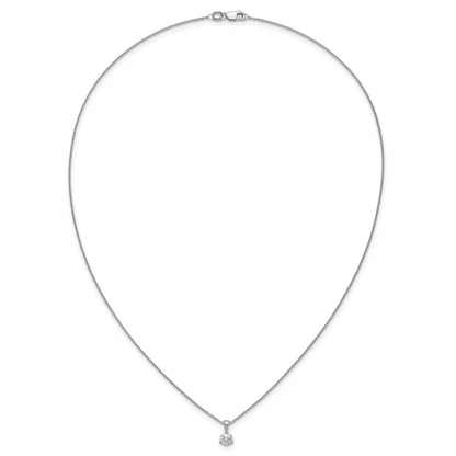 LGWN 14k White Gold 7/8 carat Lab Grown Diamond VS/SI+ G+ Three Prong Complete 18 inch Solitare Pendant Necklace