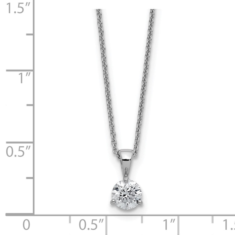 LGWN 14k White Gold 7/8 carat Lab Grown Diamond VS/SI+ G+ Three Prong Complete 18 inch Solitare Pendant Necklace