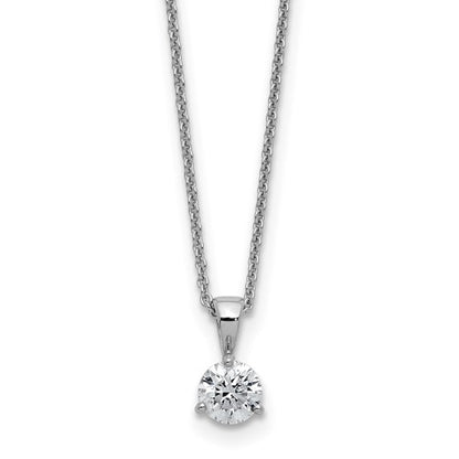 LGWN 14k White Gold 7/8 carat Lab Grown Diamond VS/SI+ G+ Three Prong Complete 18 inch Solitare Pendant Necklace