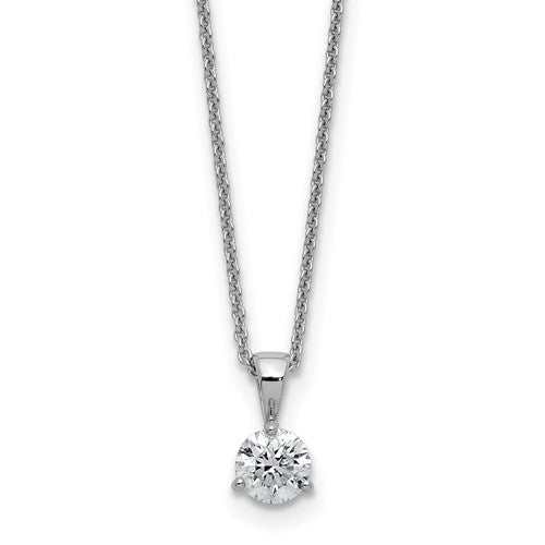 LGWN 14k White Gold 7/8 carat Lab Grown Diamond VS/SI+ G+ Three Prong Complete 18 inch Solitare Pendant Necklace