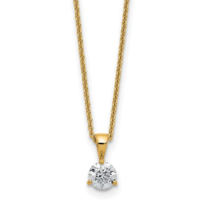LGYN 14k 1/2 carat Lab Grown Diamond VS/SI+ G+ Three Prong 18 inch Complete Solitaire Pendant Necklace