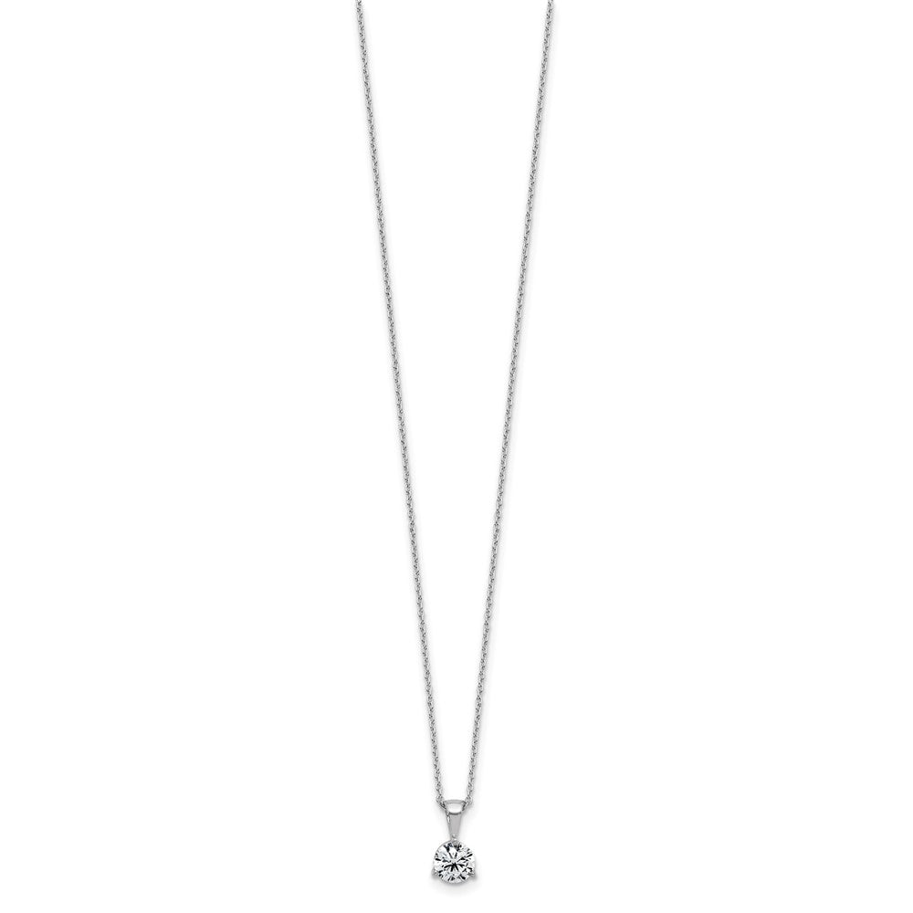 LGWN 14k White Gold 1 carat Lab Grown Diamond VS/SI+ G+ Three Prong 18 inch Complete Solitaire Pendant Necklace