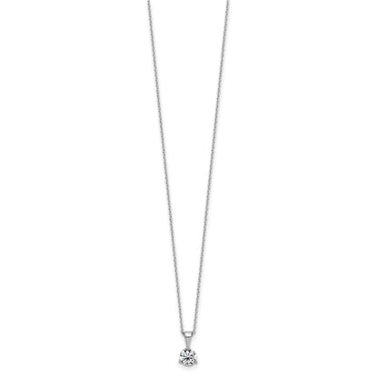 LGWN 14k White Gold 1 carat Lab Grown Diamond VS/SI+ G+ Three Prong 18 inch Complete Solitaire Pendant Necklace