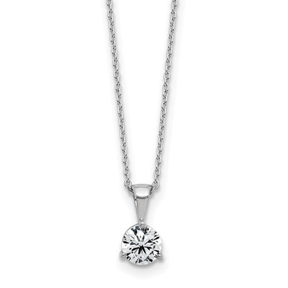 LGWN 14k White Gold 1 carat Lab Grown Diamond VS/SI+ G+ Three Prong 18 inch Complete Solitaire Pendant Necklace