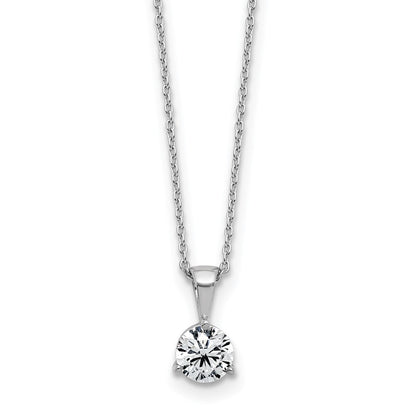 LGWN 14k White Gold 1 carat Lab Grown Diamond VS/SI+ G+ Three Prong 18 inch Complete Solitaire Pendant Necklace