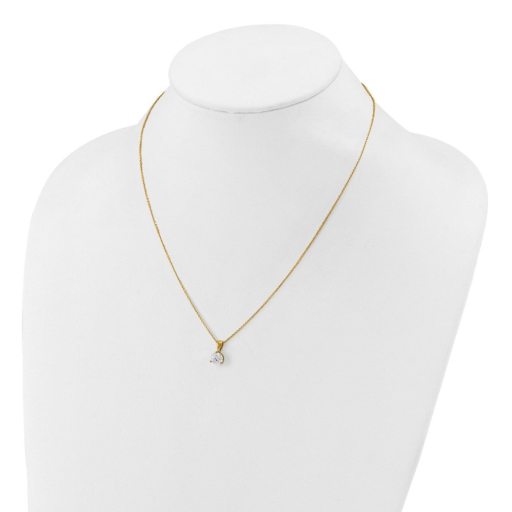 LGGN 14k 1 carat Lab Grown Diamond VS/SI+ G+ Three Prong 18 inch Complete Solitaire Pendant Necklace