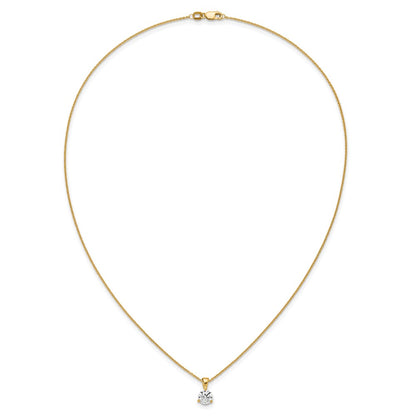 LGGN 14k 1 carat Lab Grown Diamond VS/SI+ G+ Three Prong 18 inch Complete Solitaire Pendant Necklace