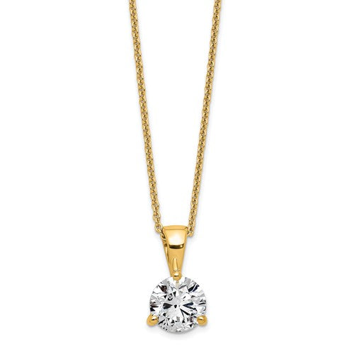 LGGN 14k 1 carat Lab Grown Diamond VS/SI+ G+ Three Prong 18 inch Complete Solitaire Pendant Necklace
