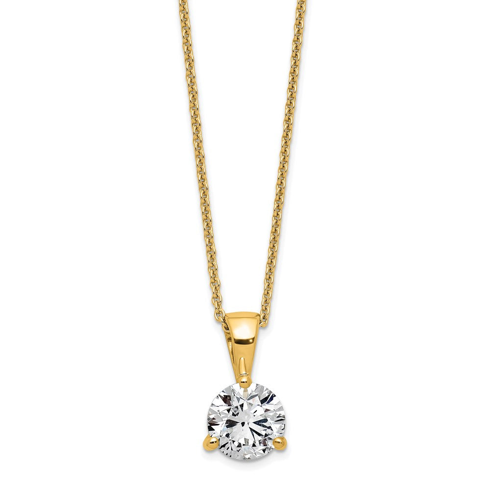 LGGN 14k 1 carat Lab Grown Diamond VS/SI+ G+ Three Prong 18 inch Complete Solitaire Pendant Necklace