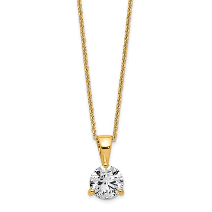 LGGN 14k 1 carat Lab Grown Diamond VS/SI+ G+ Three Prong 18 inch Complete Solitaire Pendant Necklace