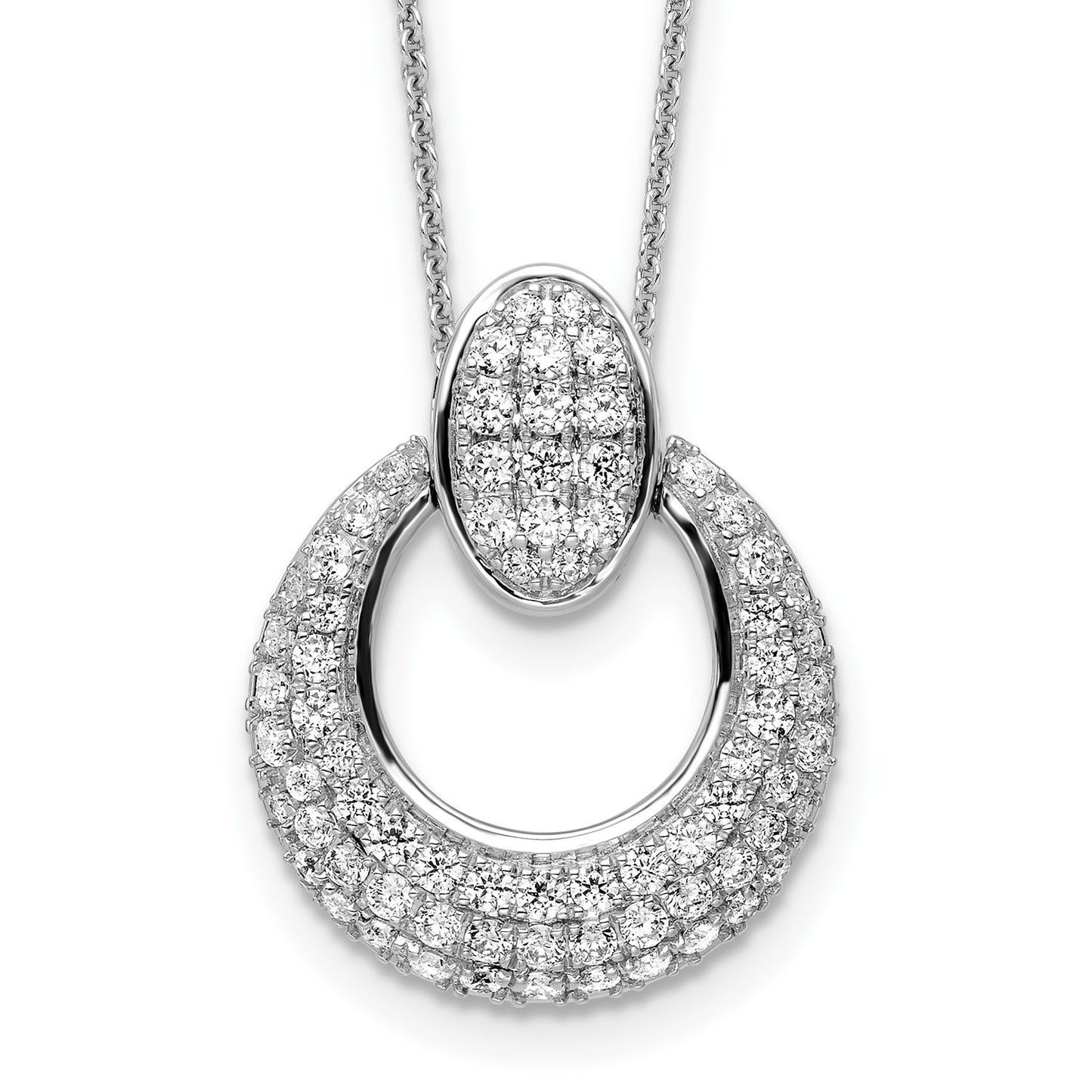 True Origin 14k White Gold 1 1/6 carat Lab Grown Diamond VS DEF 18 inch Fancy Circle Pendant Necklace