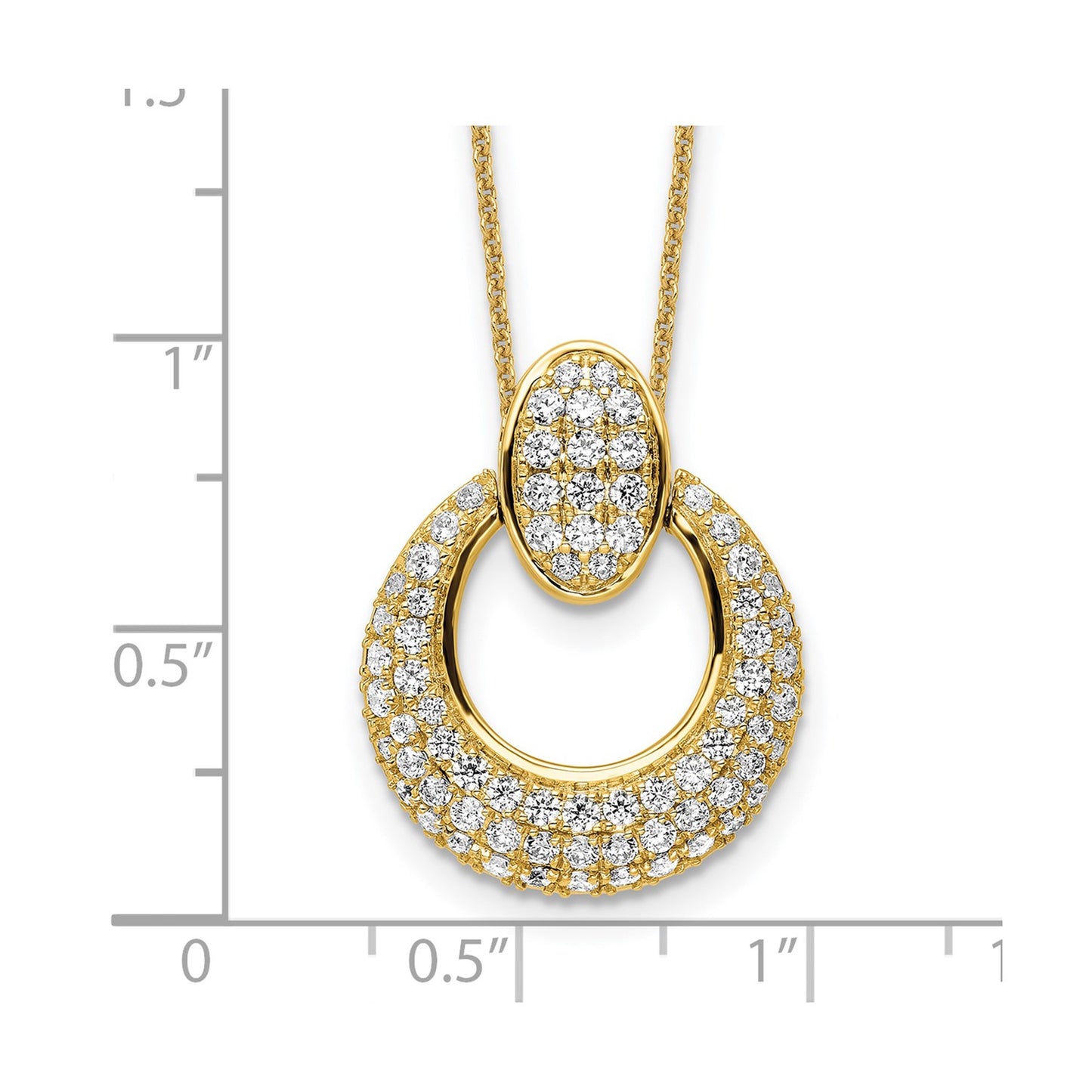 True Origin 14k 1 1/6 carat Lab Grown Diamond VS DEF 18 inch Fancy Circle Pendant Necklace