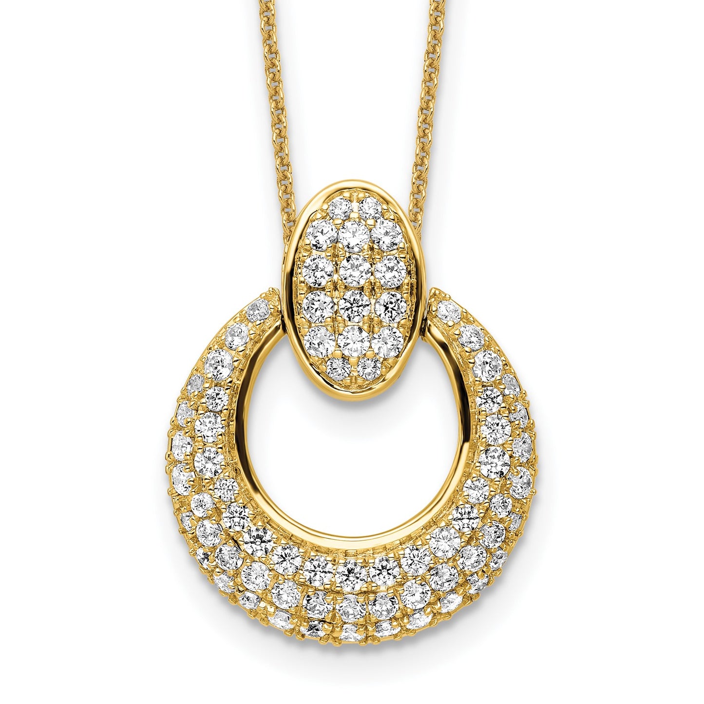 True Origin 14k 1 1/6 carat Lab Grown Diamond VS DEF 18 inch Fancy Circle Pendant Necklace