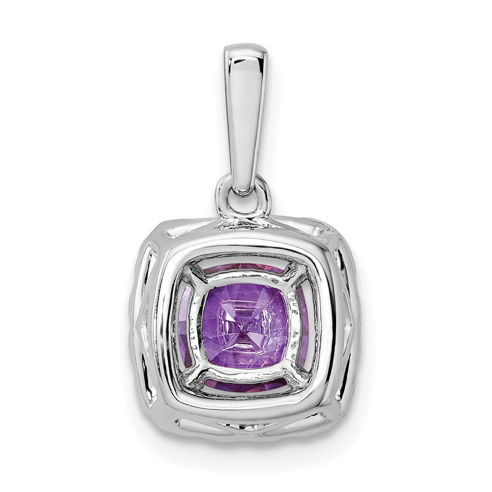 LGWP 14k White Gold 1/4 carat Lab Grown Diamond VS/SI+ G+ February Birthstone Amethyst Halo Pendant