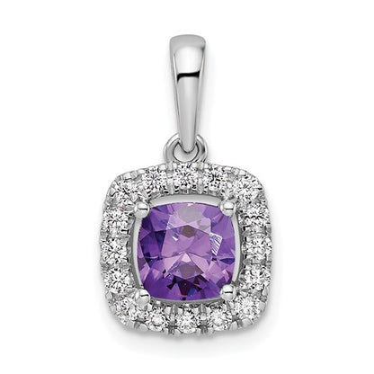 LGWP 14k White Gold 1/4 carat Lab Grown Diamond VS/SI+ G+ February Birthstone Amethyst Halo Pendant
