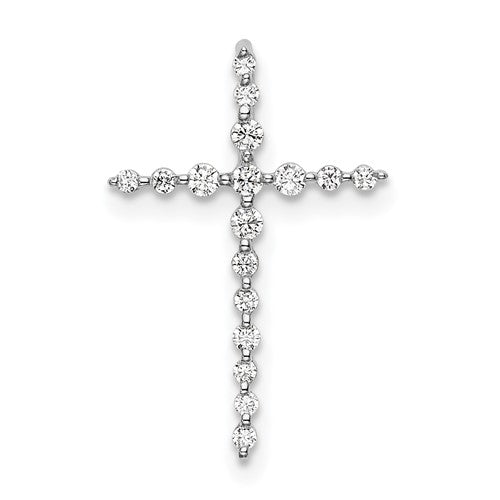 LGGC 14k White Gold 1/6 carat Lab Grown Diamond VS/SI+ G+ Complete Cross Chain Slide Pendant