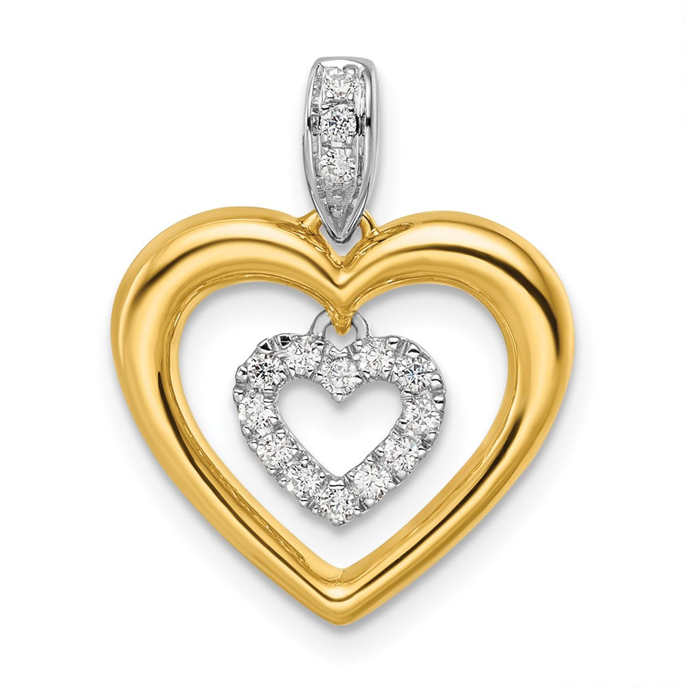 LGYP 14k Two-tone 1/6 carat Lab Grown Diamond VS/SI+ G+ Complete Dangle Double Heart Pendant