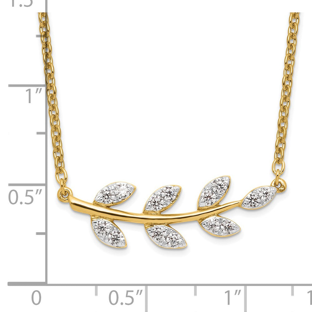 LGYN 14k 3/8 carat Lab Grown Diamond VS/SI+ G+ Complete Branch with Leaves 18 inch Necklace