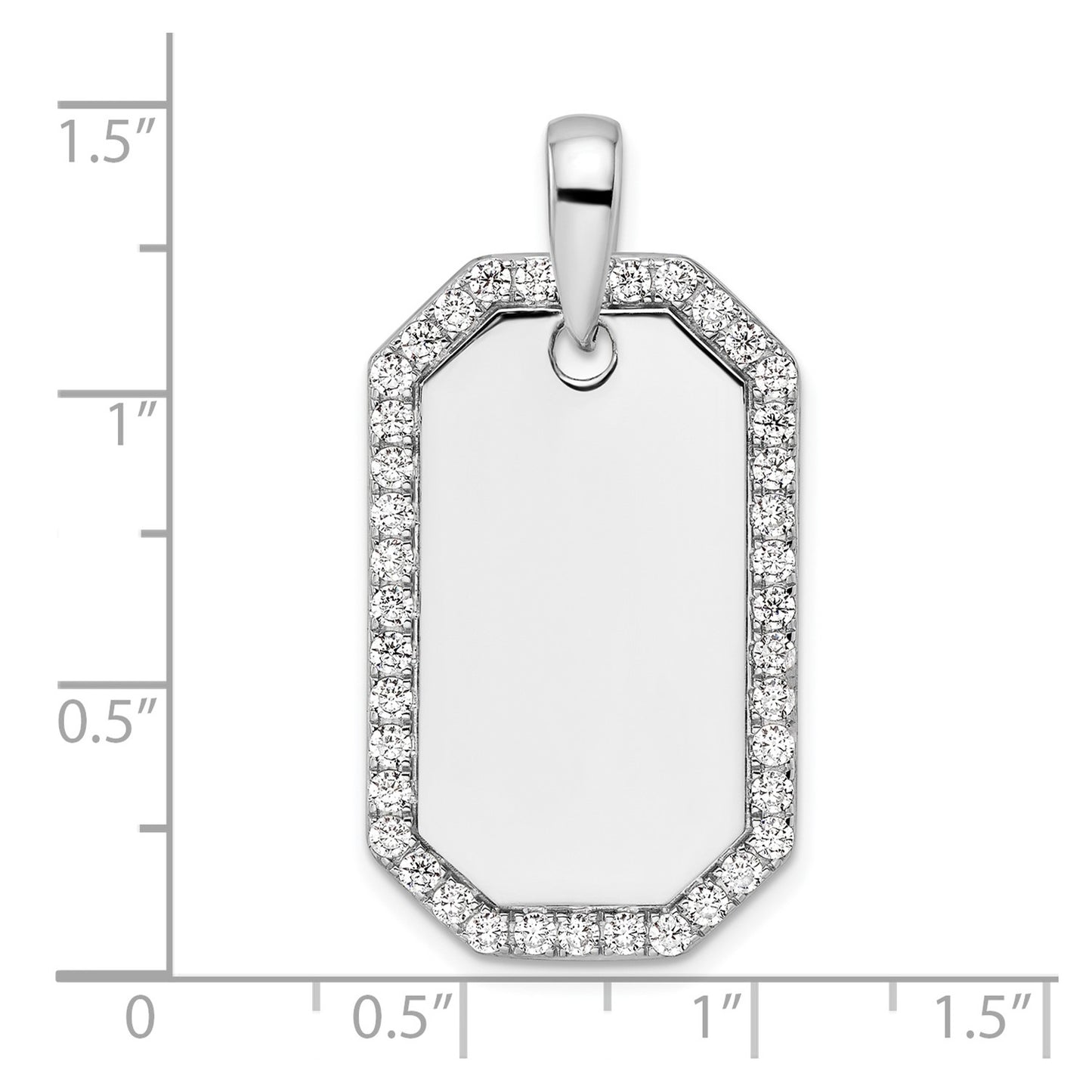 True Origin 14K White Gold Men's 1 carat Lab Grown Diamond VS D E F  Dog Tag Pendant