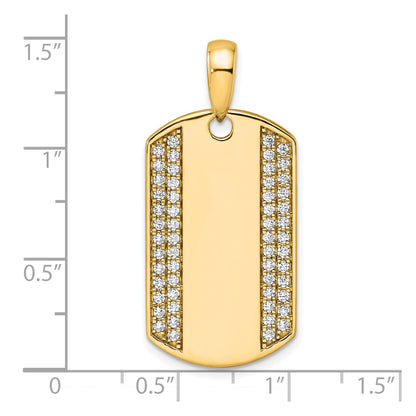 True Origin 14K Men's 3/4 carat Lab Grown Diamond VS  D E F Dog Tag Pendant