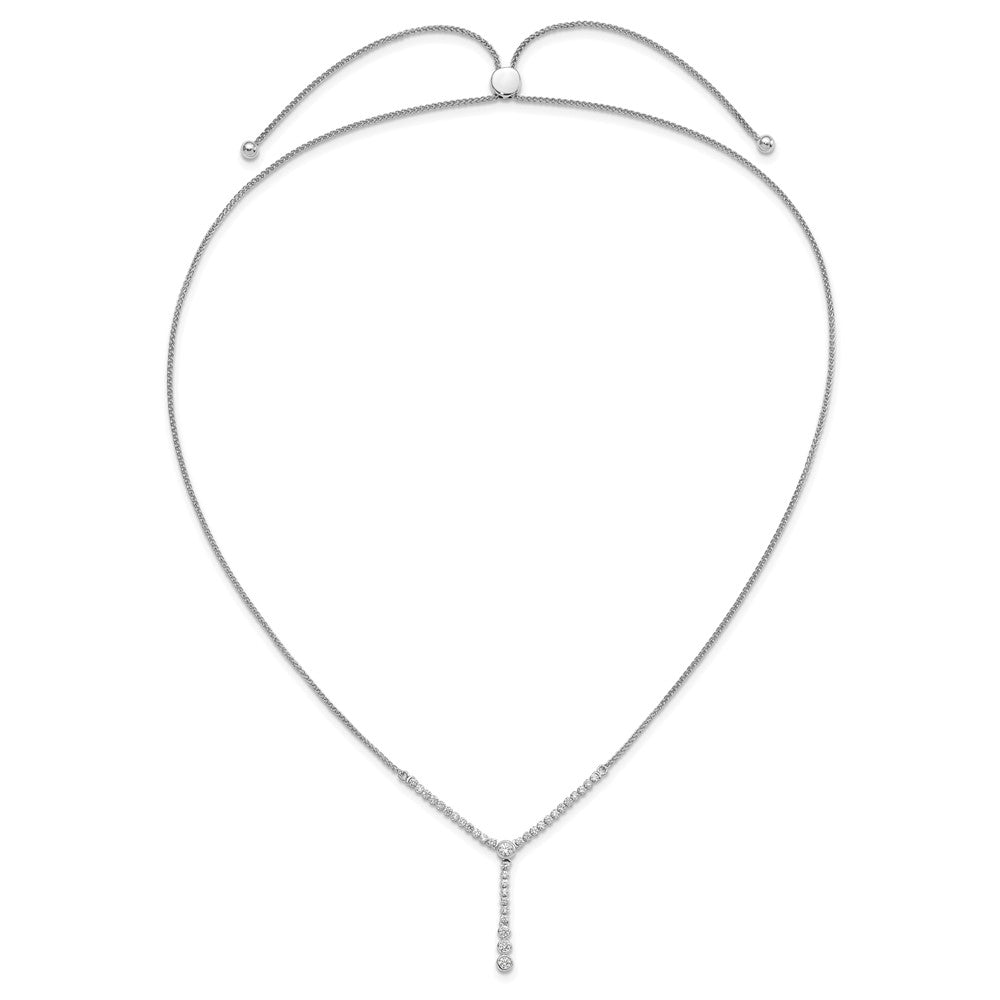 LGWN 14k White Gold 1 carat Lab Grown Diamond VS/SI+ G+ Adjustable up to 24 inch Tennis Style Bolo Necklace