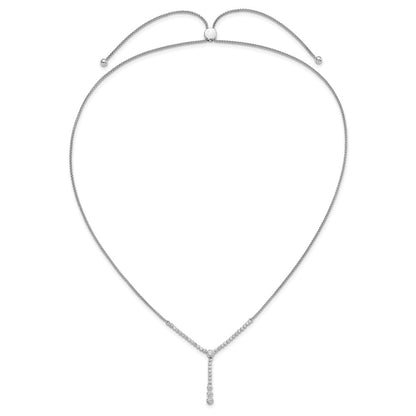 LGWN 14k White Gold 1 carat Lab Grown Diamond VS/SI+ G+ Adjustable up to 24 inch Tennis Style Bolo Necklace