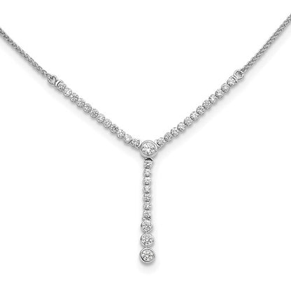 LGWN 14k White Gold 1 carat Lab Grown Diamond VS/SI+ G+ Adjustable up to 24 inch Tennis Style Bolo Necklace
