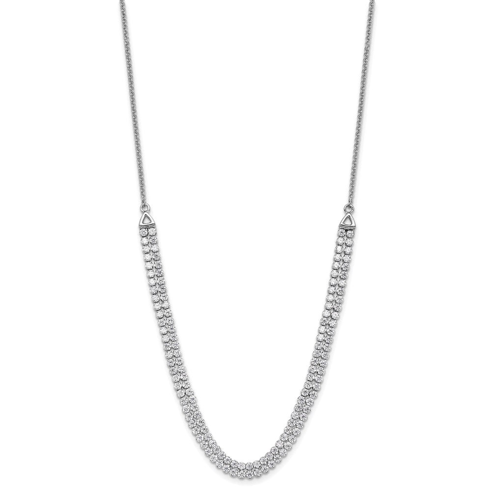 LGWN 14k White Gold 3 1/3 carat Lab Grown Diamond VS/SI+ G+ Adjustable 13.5 to 24 inch Double Row Tennis Bolo Necklace