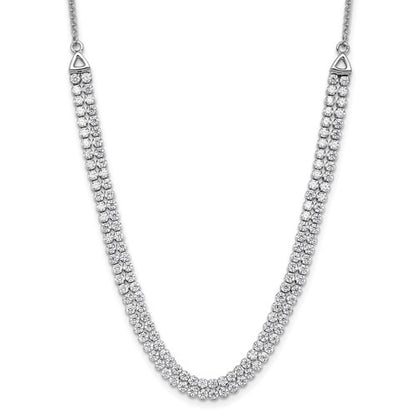LGWN 14k White Gold 3 1/3 carat Lab Grown Diamond VS/SI+ G+ Adjustable 13.5 to 24 inch Double Row Tennis Bolo Necklace