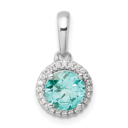 LGWP Pure Serenity 14k White Gold 1/10 carat Lab Grown Diamond VS/SI+ G+ and Lab Created Paraiba Halo Pendant