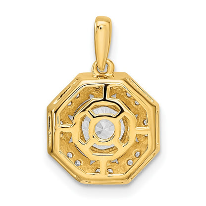 LGYP 14k Two-tone 3/4 carat Lab Grown Diamond VS/SI+ G+ Octogon Halo Pendant
