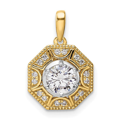 LGYP 14k Two-tone 3/4 carat Lab Grown Diamond VS/SI+ G+ Octogon Halo Pendant