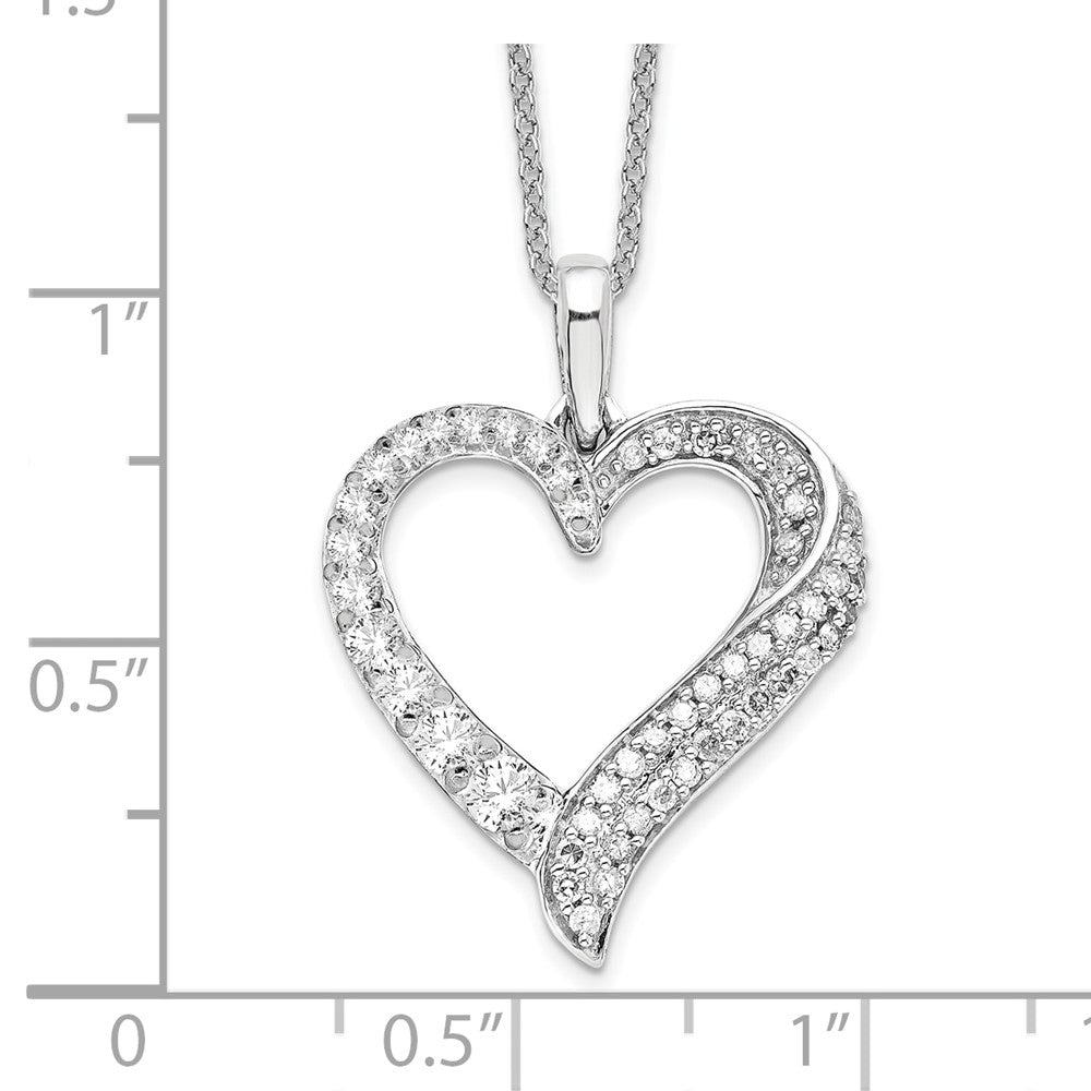 LGGN 14k White Gold 1/2 carat Lab Grown Diamond VS/SI+ G+ Complete 18 inch Heart Pendant Necklace