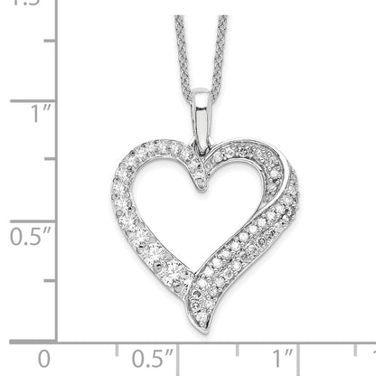 LGGN 14k White Gold 1/2 carat Lab Grown Diamond VS/SI+ G+ Complete 18 inch Heart Pendant Necklace