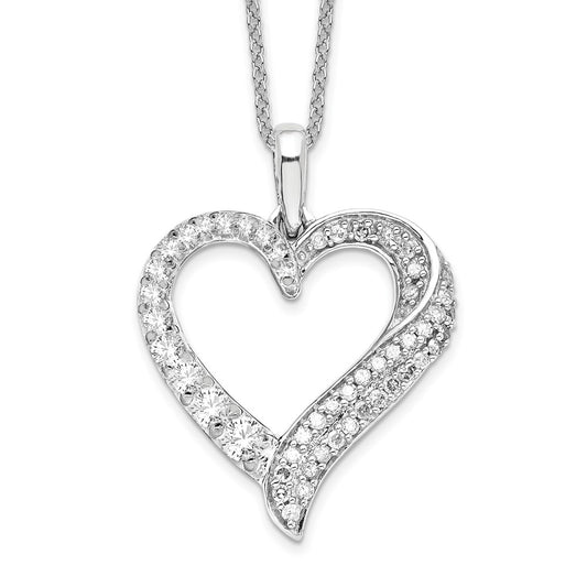 LGGN 14k White Gold 1/2 carat Lab Grown Diamond VS/SI+ G+ Complete 18 inch Heart Pendant Necklace