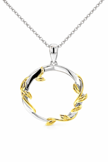 PML Gold & Rhodium Plated SS Circle Pendant w/18" Chain.