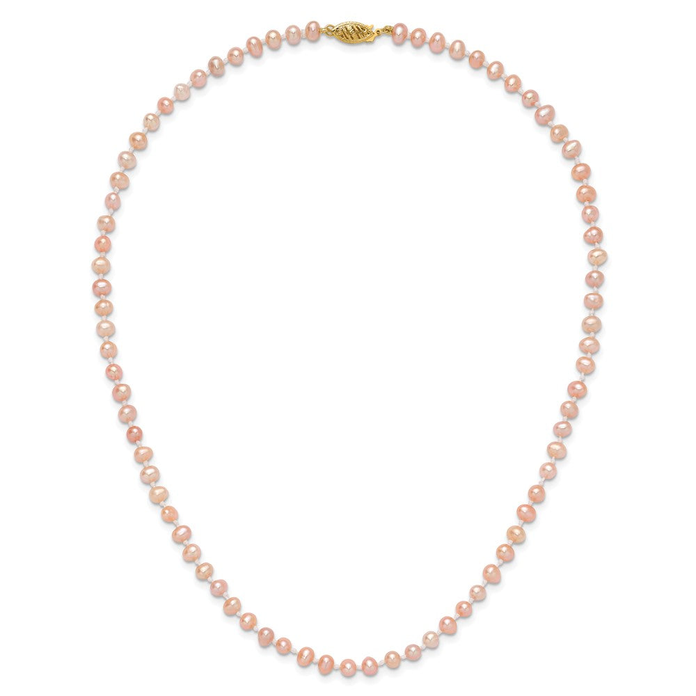 PGN 14k 4-5mm Pink Near-Round Freshwater Cultured Pearl 16 inch Necklace