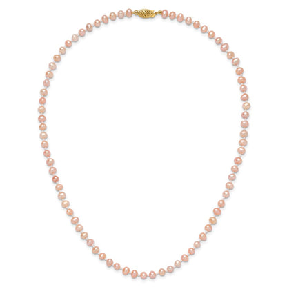 PGN 14k 4-5mm Pink Near-Round Freshwater Cultured Pearl 16 inch Necklace