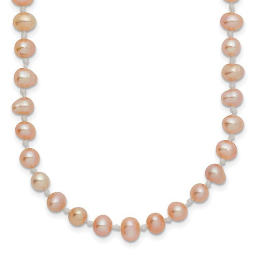 PGN 14k 4-5mm Pink Near-Round Freshwater Cultured Pearl 16 inch Necklace