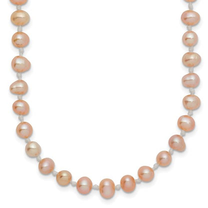 PGN 14k 4-5mm Pink Near-Round Freshwater Cultured Pearl 16 inch Necklace