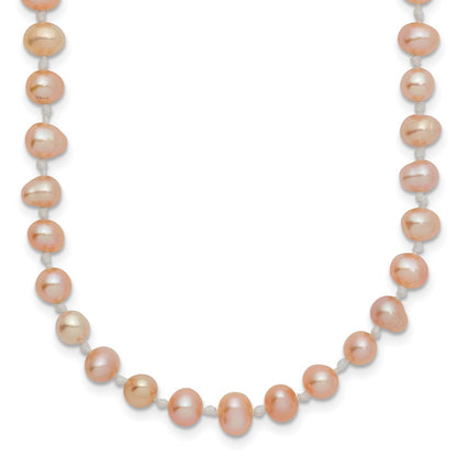 PGN 14k 4-5mm Pink Near-Round Freshwater Cultured Pearl 16 inch Necklace